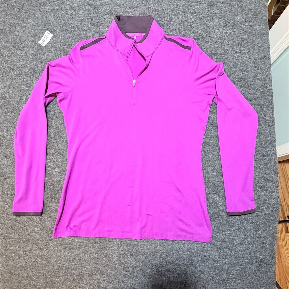 Nike Golf Dri-FIT Pullover Womens L Purple Colorblock 1/4 Zip Mock Neck